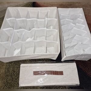 Home Storage 3-Piece White Fabric Drawer Organizer Set